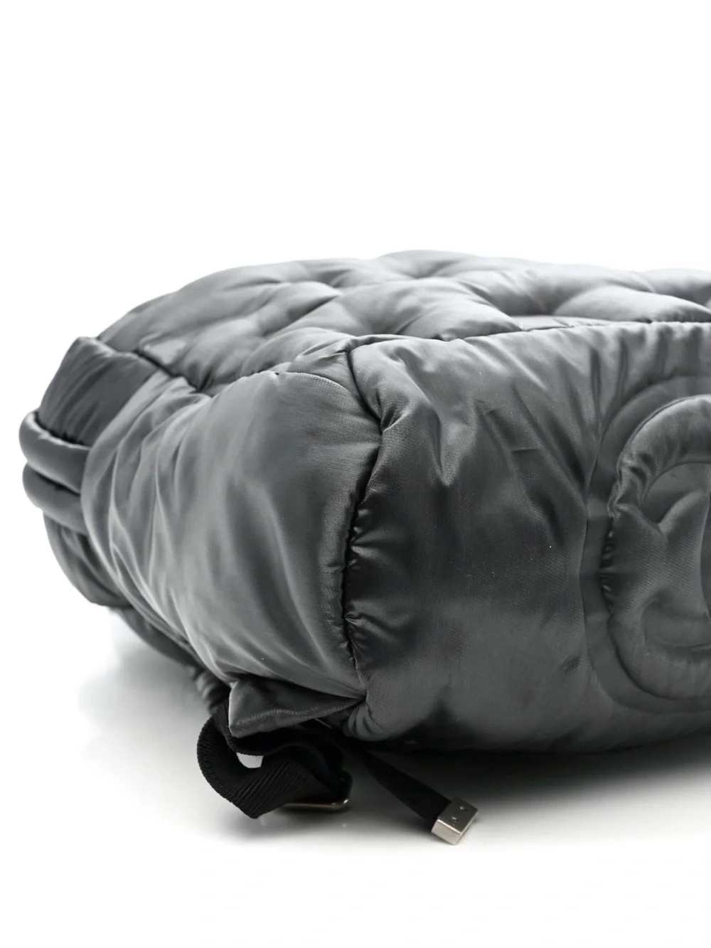 Chanel grey Black Quilted Logo Backpack
